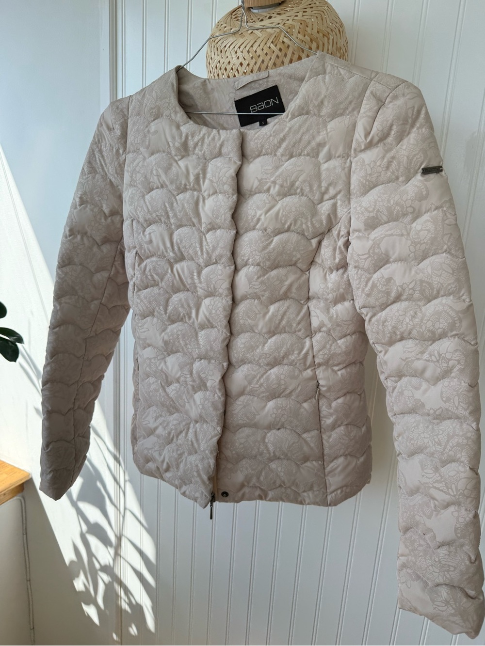 Women's Quilted Puffer Jacket in Light Beige